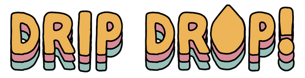 Logo for 'Drip Drop!' a subscription service by Partial Cafe with colorful text.